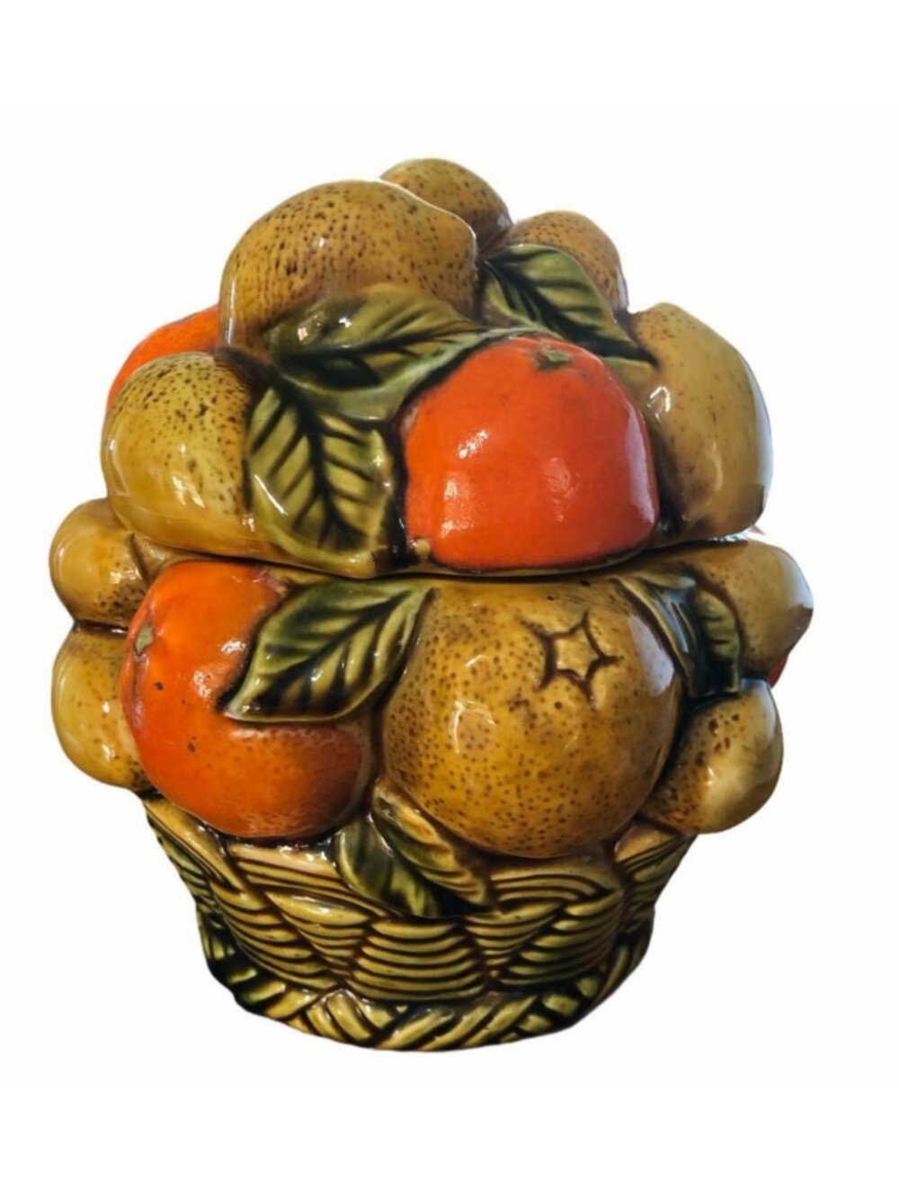Inarco Japan E3354 Orange Spice Fruit Basket Cookie Jar Canister Oranges Lemons